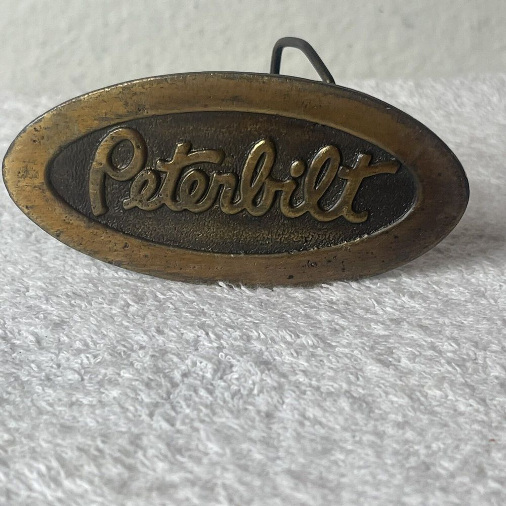 VTG PETERBILT TRUCK BRASS BELT BUCKLE